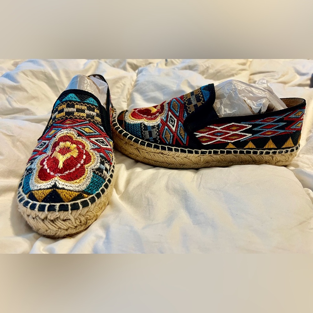 Johnny Was Black Aldorna Embroidery Espadrille Slip On  Shoe EUR 39 - Picture 5 of 12